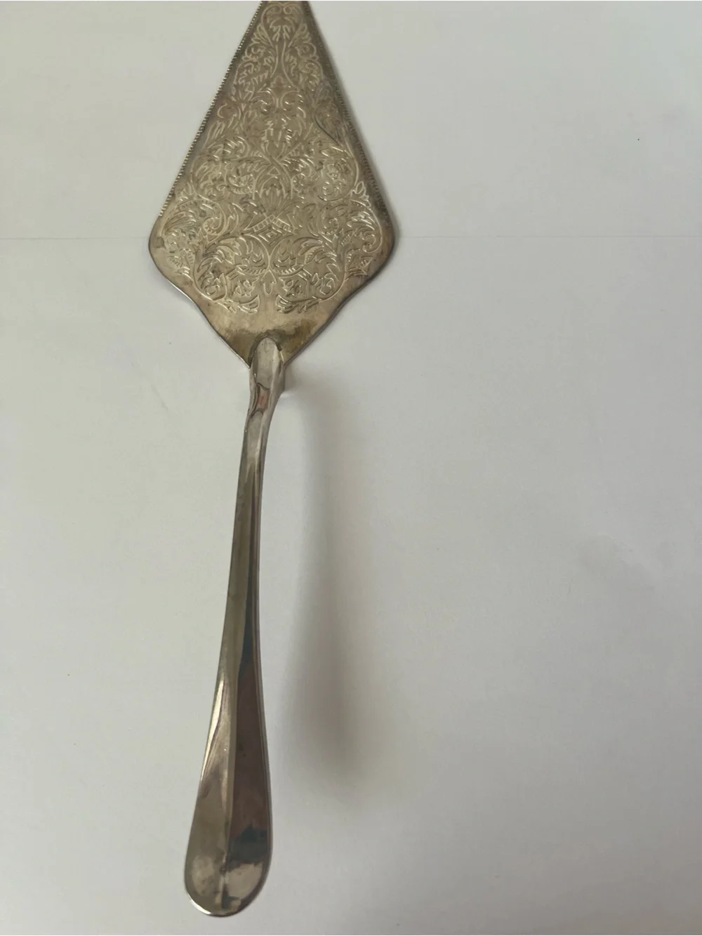 Vintage Ornate Silver Plate Pie/Cake Server Engraved Floral Scrollwork
